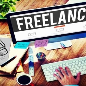 Professional freelancer working on a laptop from a home office, illustrating how to start freelancing, find clients, build a portfolio, and grow a successful freelance career.