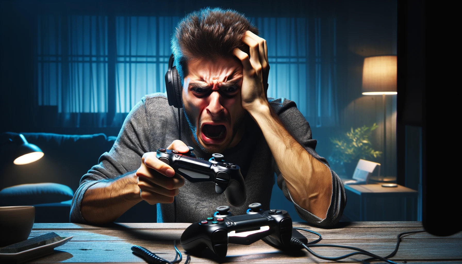 A person playing video games on a modern gaming setup representing the impact of video games on society, mental health, education, and future technology.